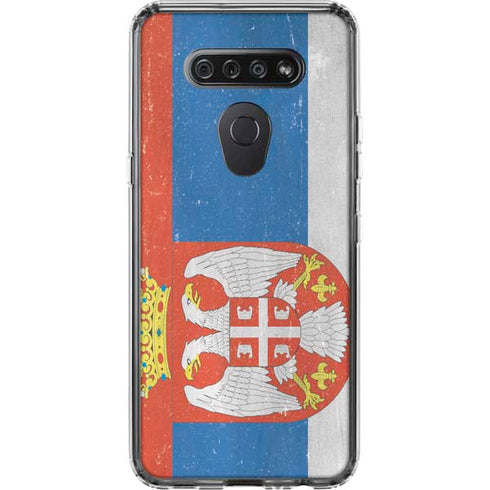 Serbia Flag Distressed LG K51/Q51 Clear Case